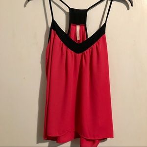 ✨Pink and black thin strap blouse top